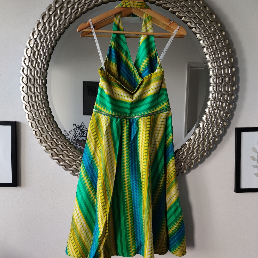 Fit and flare tropical print dress
